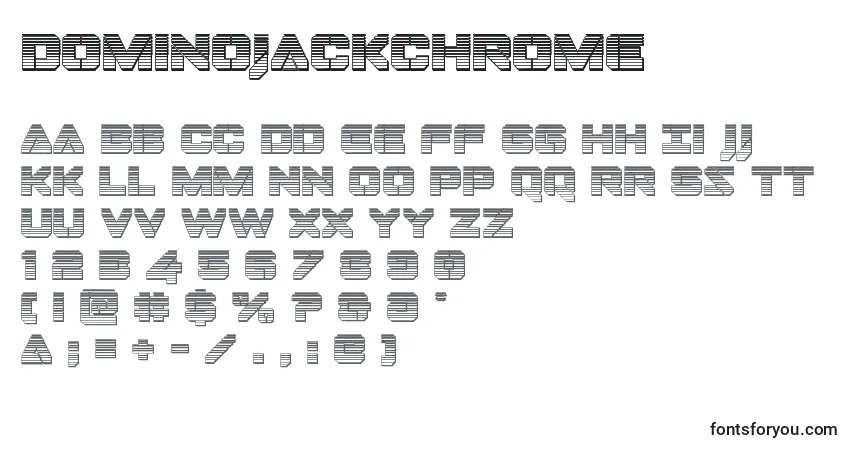 Шрифт Dominojackchrome – алфавит, цифры, специальные символы