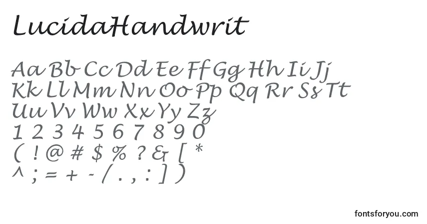 LucidaHandwrit Font – alphabet, numbers, special characters