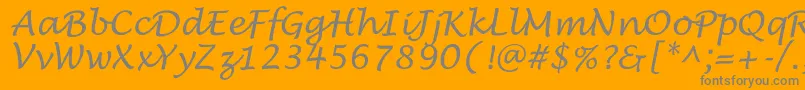 LucidaHandwrit-Schriftart – Graue Schriften auf orangefarbenem Hintergrund