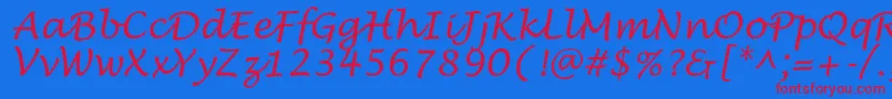 Fonte LucidaHandwrit – fontes vermelhas em um fundo azul