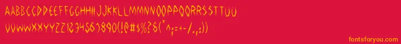 フォントArgosyTheSecond – 赤い背景にオレンジの文字