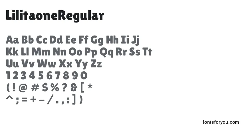 Schriftart LilitaoneRegular – Alphabet, Zahlen, spezielle Symbole