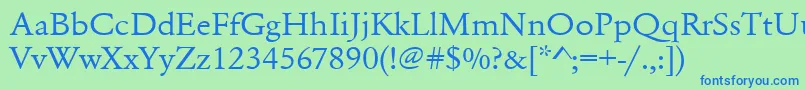 フォントUrwgaramondtextwid – 青い文字は緑の背景です。