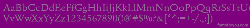 Weitere Informationen zur Urwgaramondtextwid-Schriftart Urwgaramondtextwid-Schriftart – Graue Schriften auf violettem Hintergrund