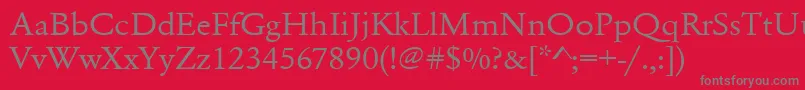 Czcionka Urwgaramondtextwid – szare czcionki na czerwonym tle