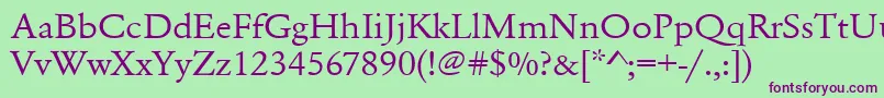 Urwgaramondtextwid Font – Purple Fonts on Green Background