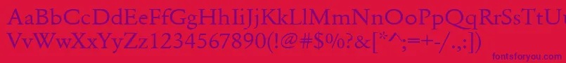 Urwgaramondtextwid-Schriftart – Violette Schriften auf rotem Hintergrund