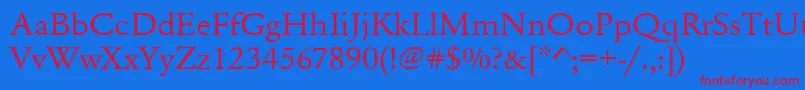Urwgaramondtextwid Font – Red Fonts on Blue Background