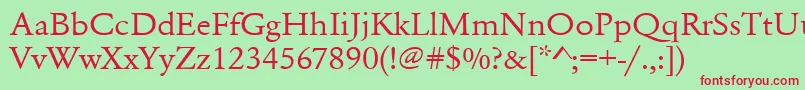 Urwgaramondtextwid Font – Red Fonts on Green Background