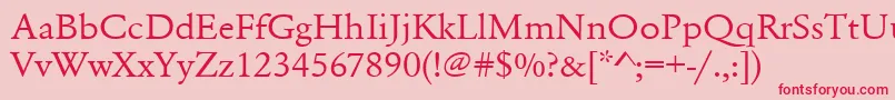 Urwgaramondtextwid-Schriftart – Rote Schriften auf rosa Hintergrund