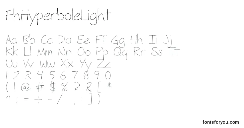 Czcionka FhHyperboleLight – alfabet, cyfry, specjalne znaki