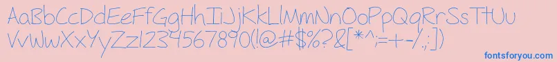 FhHyperboleLight-Schriftart – Blaue Schriften auf rosa Hintergrund