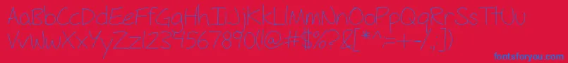 FhHyperboleLight-Schriftart – Blaue Schriften auf rotem Hintergrund