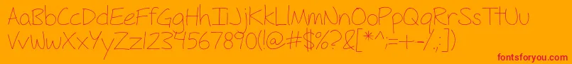 FhHyperboleLight-Schriftart – Rote Schriften auf orangefarbenem Hintergrund
