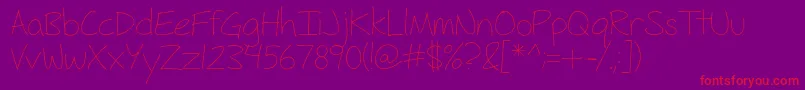 FhHyperboleLight Font – Red Fonts on Purple Background