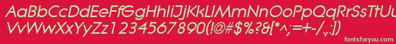 フォントLitheBoldItalic – 赤い背景に緑の文字