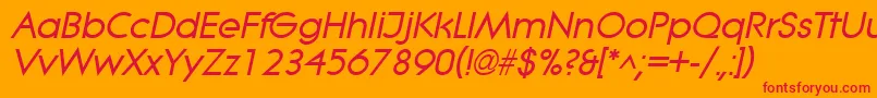 フォントLitheBoldItalic – オレンジの背景に赤い文字