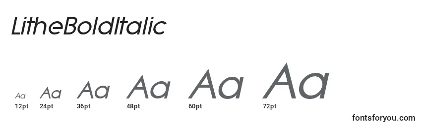 Размеры шрифта LitheBoldItalic