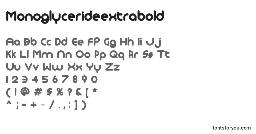 Monoglycerideextrabold-fontti – aakkoset, numerot, erikoismerkit