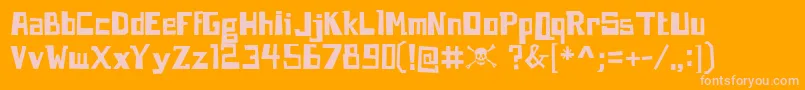 Brecht-Schriftart – Rosa Schriften auf orangefarbenem Hintergrund
