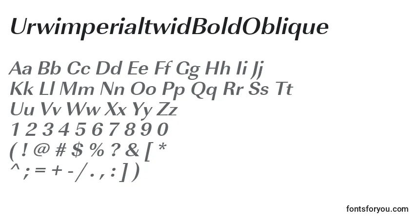 A fonte UrwimperialtwidBoldOblique – alfabeto, números, caracteres especiais
