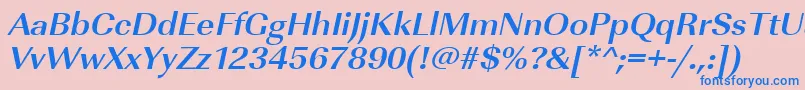 フォントUrwimperialtwidBoldOblique – ピンクの背景に青い文字
