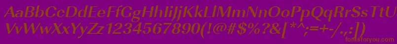 Czcionka UrwimperialtwidBoldOblique – brązowe czcionki na fioletowym tle