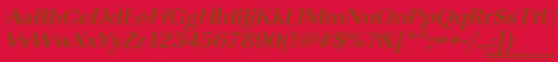 UrwimperialtwidBoldOblique-fontti – ruskeat fontit punaisella taustalla