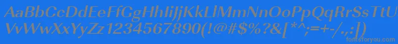 UrwimperialtwidBoldOblique-Schriftart – Graue Schriften auf blauem Hintergrund