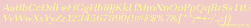 UrwimperialtwidBoldOblique-fontti – keltaiset fontit vaaleanpunaisella taustalla