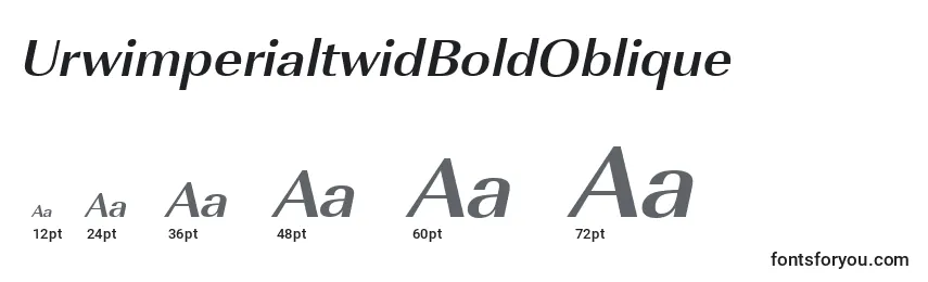 Размеры шрифта UrwimperialtwidBoldOblique