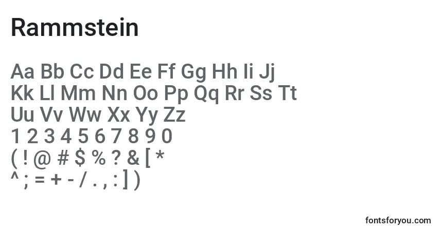 A fonte Rammstein – alfabeto, números, caracteres especiais