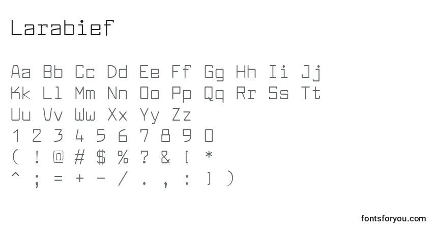 A fonte Larabief – alfabeto, números, caracteres especiais
