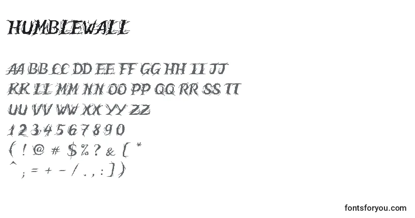 A fonte HumbleWall – alfabeto, números, caracteres especiais