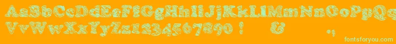 Skooper-Schriftart – Grüne Schriften auf orangefarbenem Hintergrund