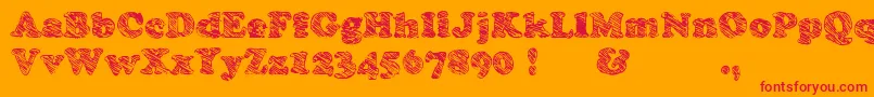 Skooper-Schriftart – Rote Schriften auf orangefarbenem Hintergrund