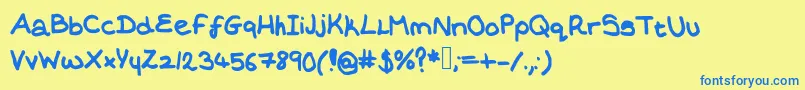 Erayswriting Font – Blue Fonts on Yellow Background