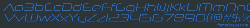 NeuropolnovaxpltItalic-Schriftart – Blaue Schriften auf schwarzem Hintergrund