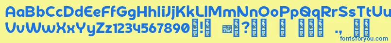 DerotterdamdemoRegular Font – Blue Fonts on Yellow Background