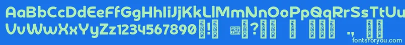 DerotterdamdemoRegular Font – Green Fonts on Blue Background