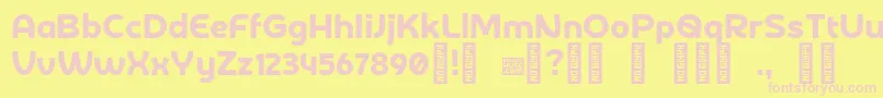 Czcionka DerotterdamdemoRegular – różowe czcionki na żółtym tle