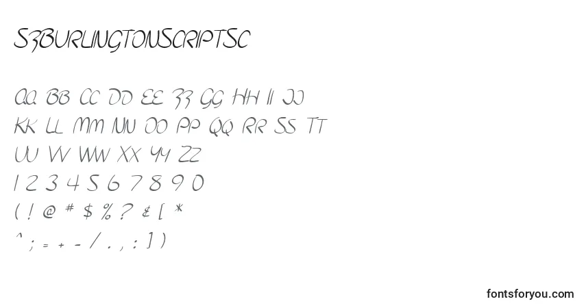 Fuente SfBurlingtonScriptSc - alfabeto, números, caracteres especiales