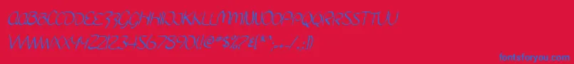SfBurlingtonScriptSc-Schriftart – Blaue Schriften auf rotem Hintergrund