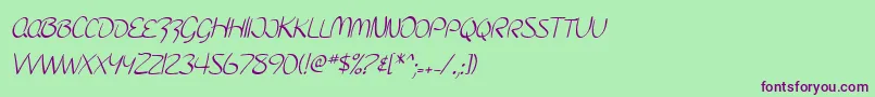 SfBurlingtonScriptSc-Schriftart – Violette Schriften auf grünem Hintergrund