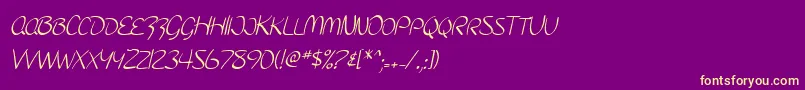 フォントSfBurlingtonScriptSc – 紫の背景に黄色のフォント