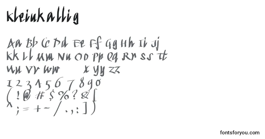 Schriftart Kleinkallig – Alphabet, Zahlen, spezielle Symbole