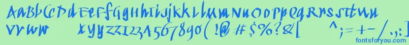 Kleinkallig Font – Blue Fonts on Green Background