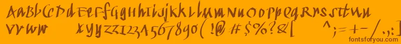 Kleinkallig Font – Brown Fonts on Orange Background