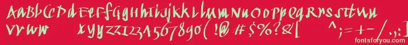 フォントKleinkallig – 赤い背景に緑の文字