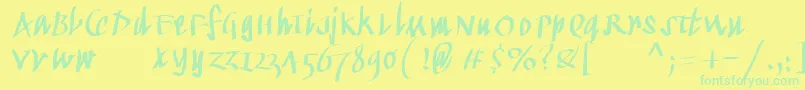 Kleinkallig Font – Green Fonts on Yellow Background